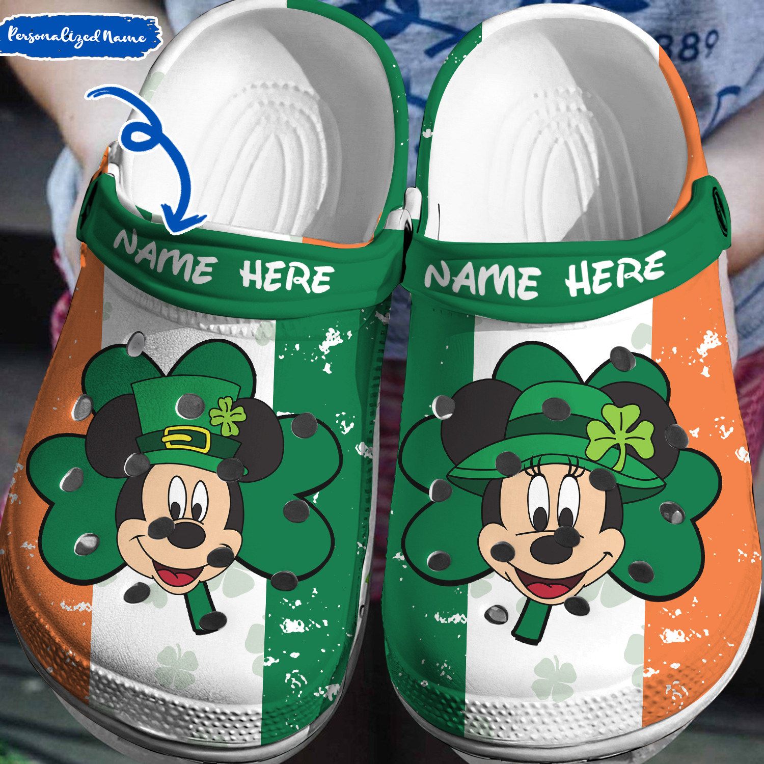 Personalized Mickey And Minni Mouse Patricks Day Crocs 3D Clog Shoes