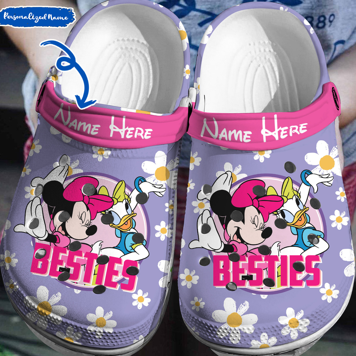 Personalized Minnie Mouse And Daisy 3D Clog Shoes