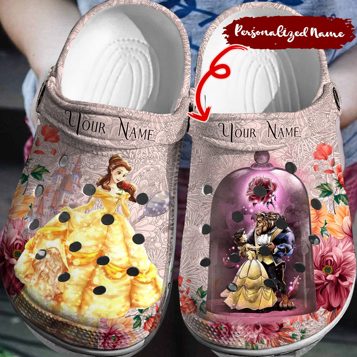 Personalized Beauty Beast Crocs 3D Clog Shoes