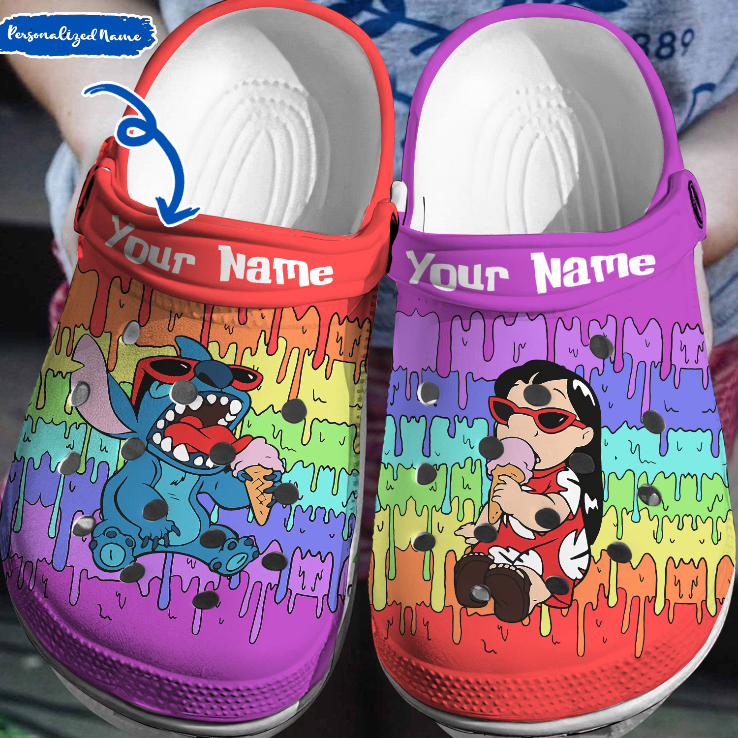 Stitch Lilo Ice Cream Crocs 3D Clog Shoes