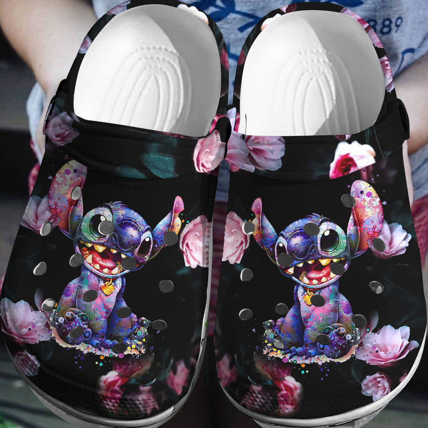 Stitch Watercolor Crocs 3D Clog Shoes