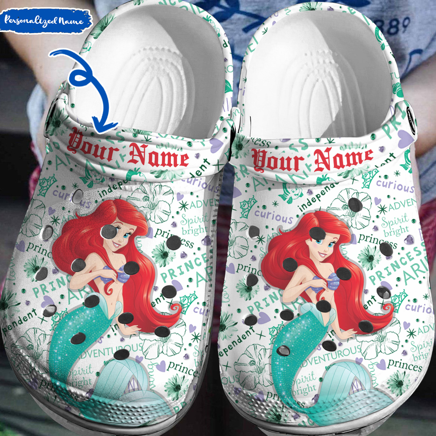 Ariel The Little Mermaid Crocs 3D Clog Shoes