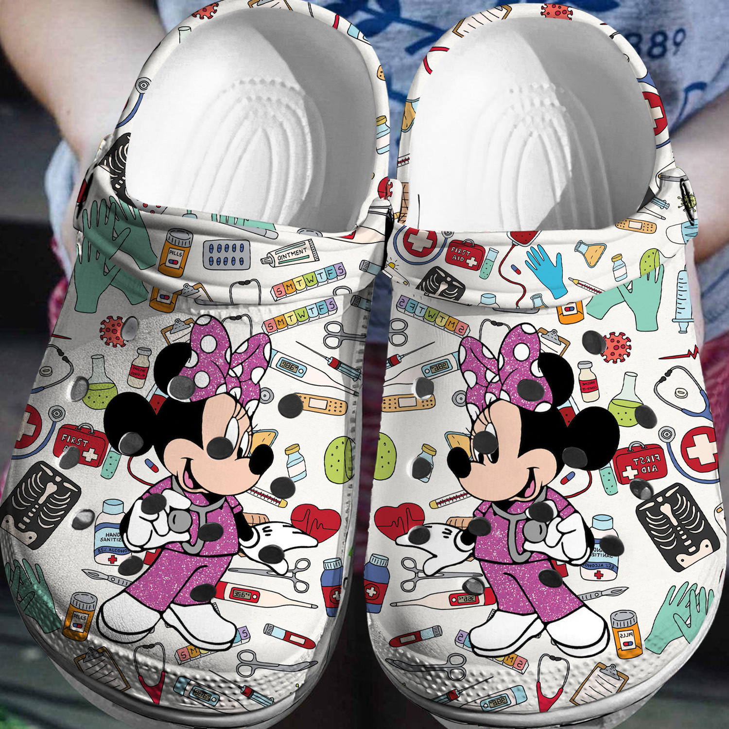 Minnie Mouse Nurse Crocs 3D Clog Shoes