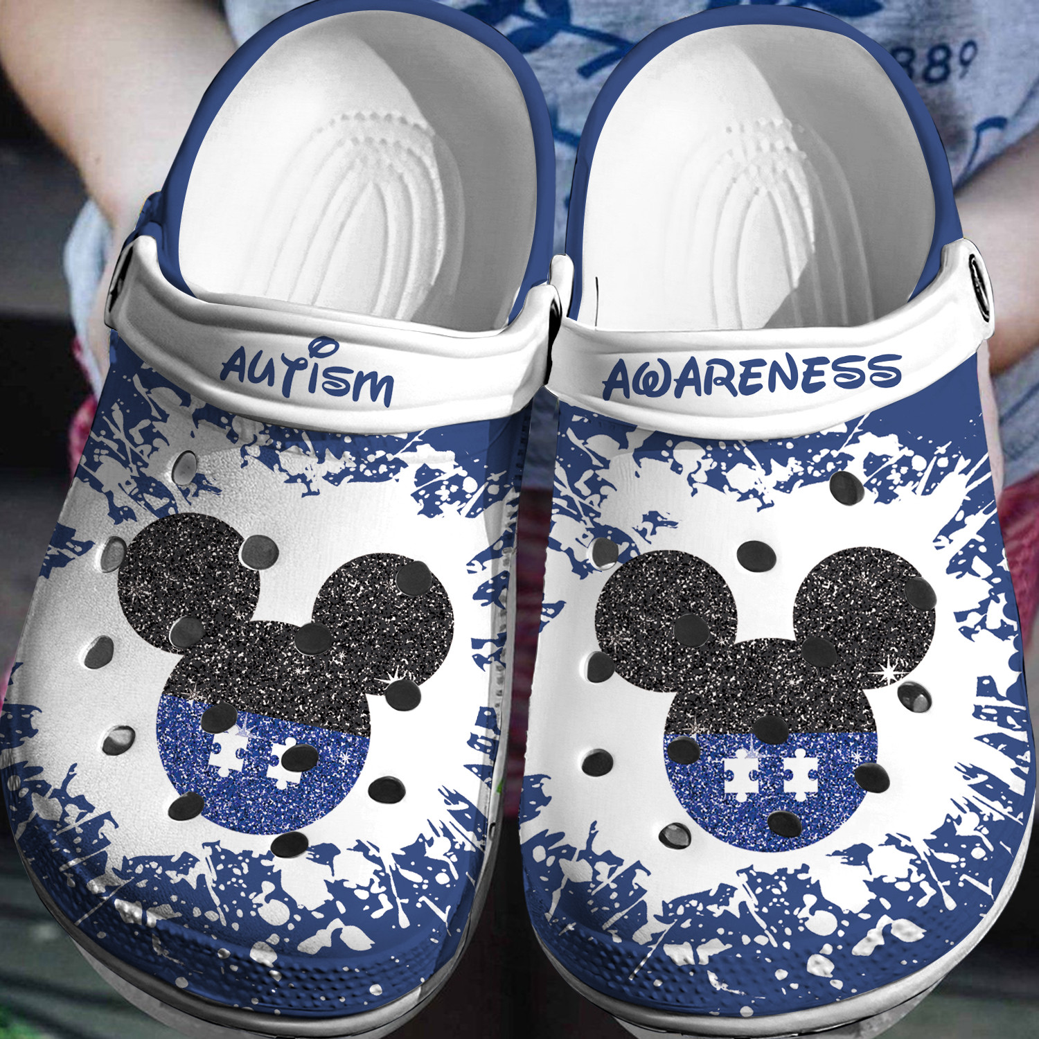 Mickey Mouse Autism Awareness Crocs 3D Clog Shoes