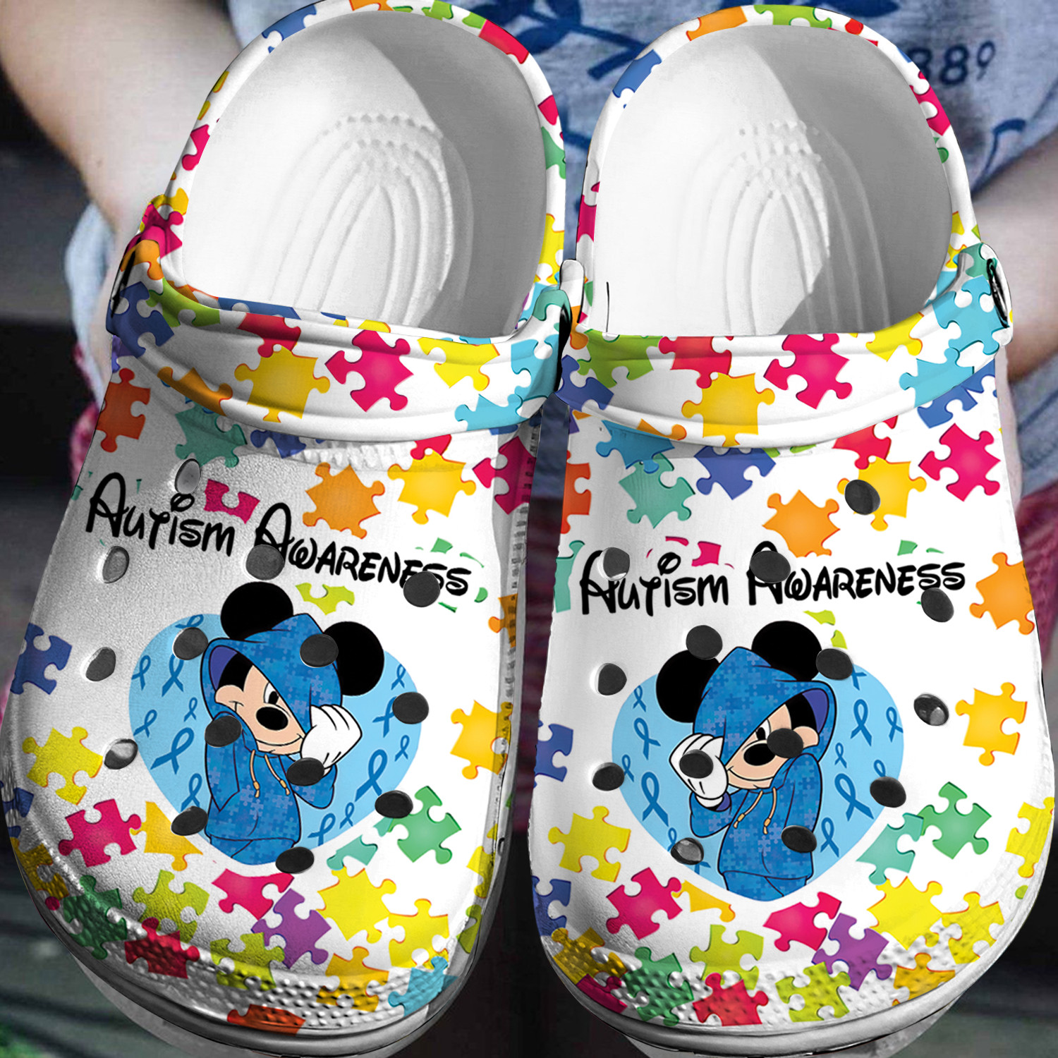 Mickey Mouse Autism Awareness Crocs 3D Clog Shoes