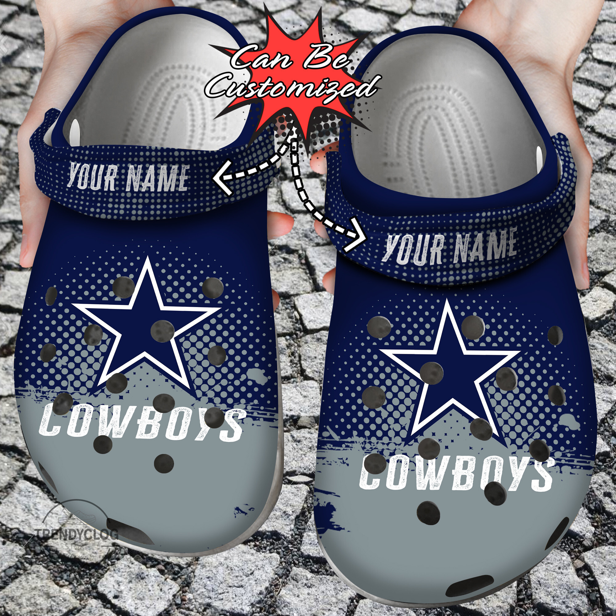 Football Personalized DCowboys Half Tone Drip Flannel Clog Crocs Shoes