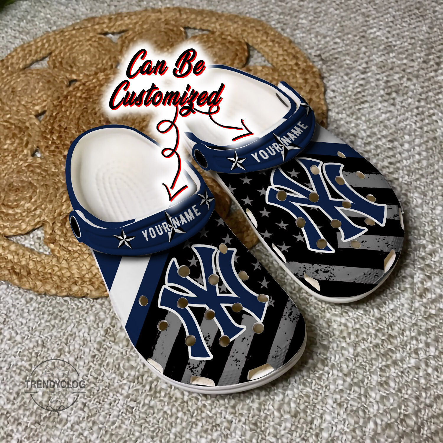 Baseball Personalized NY Yankees American Flag Clog Crocs Shoes