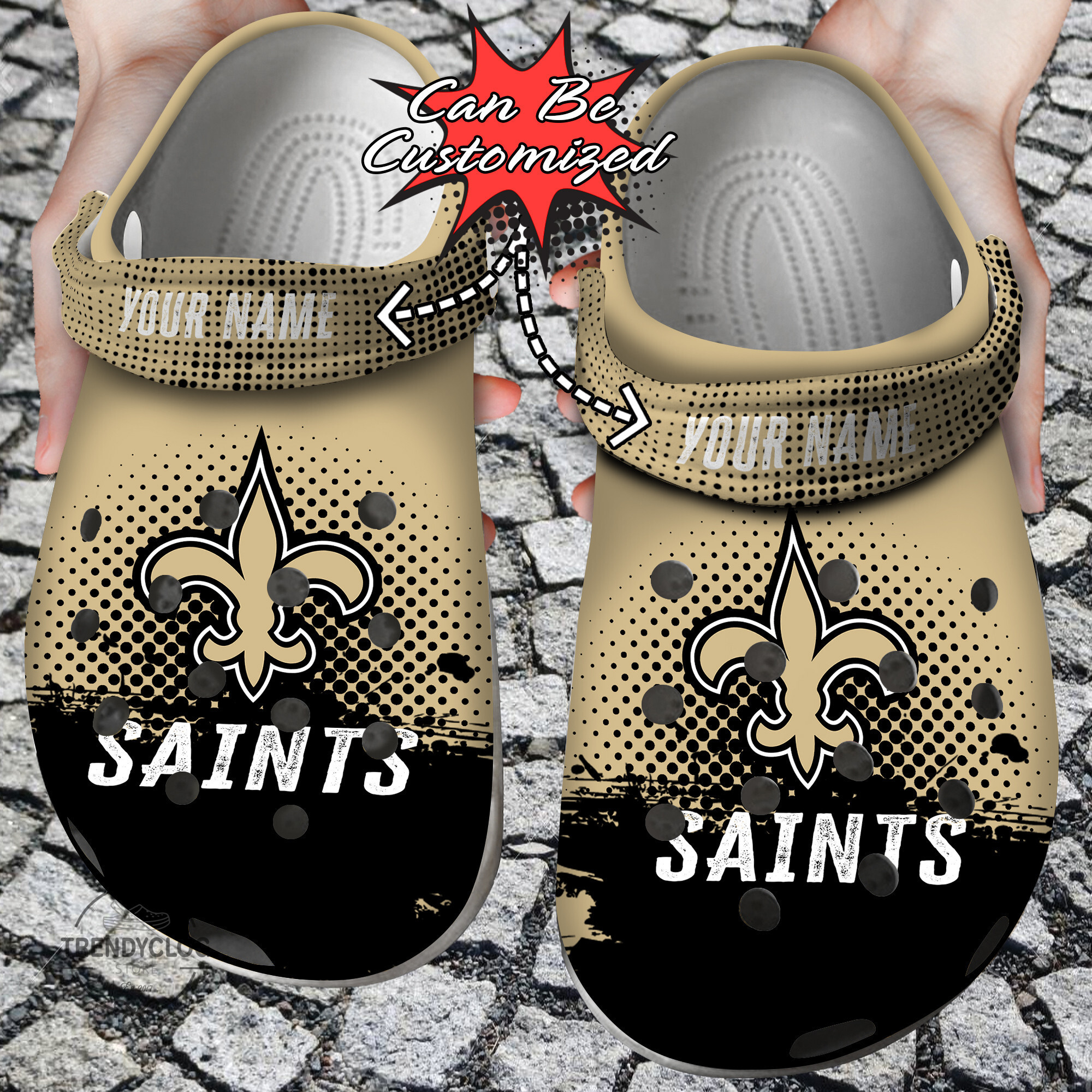 Football Personalized NO Saints Half Tone Drip Flannel Clog Crocs Shoes