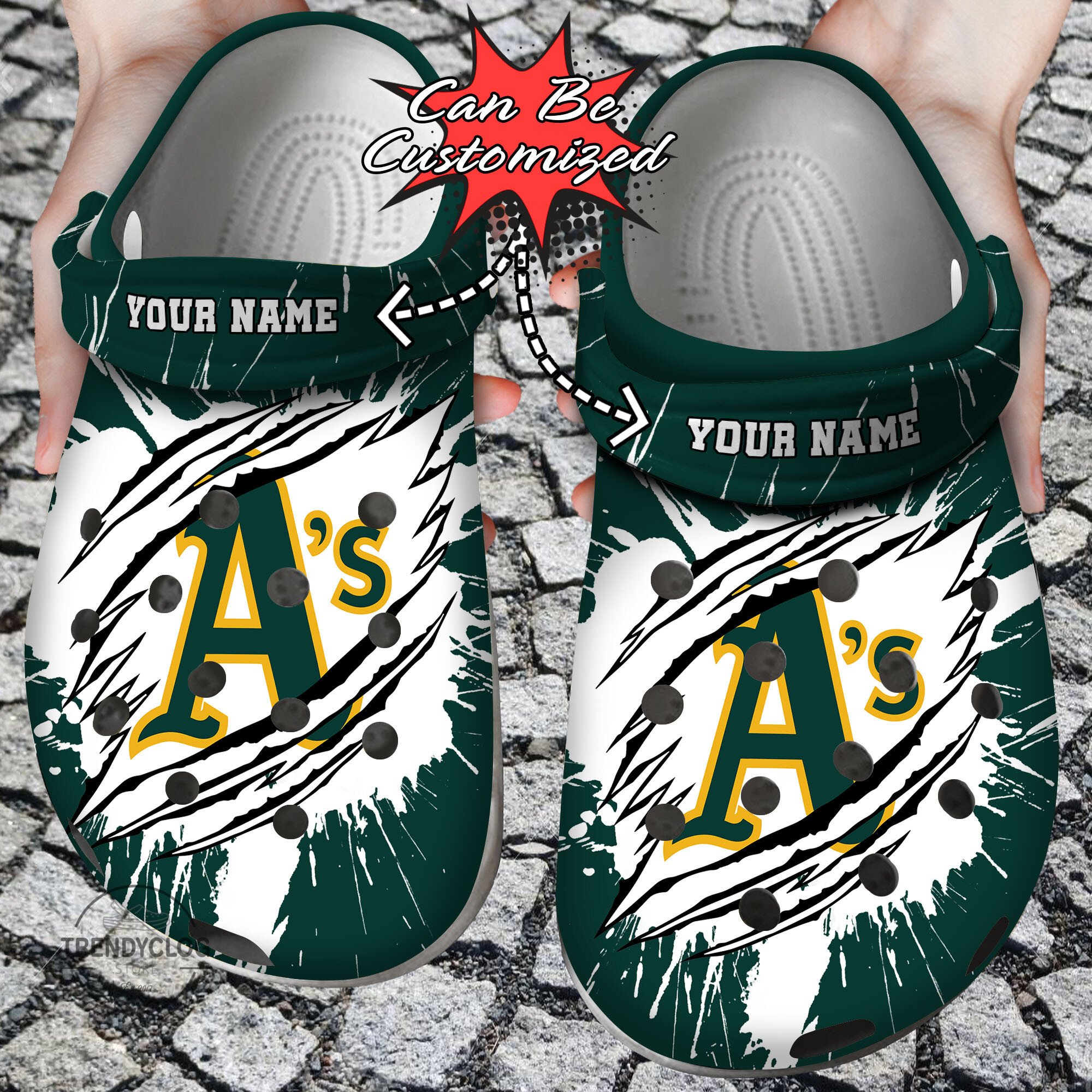 Baseball Personalized OAthletics Ripped Claw Clog Crocs Shoes