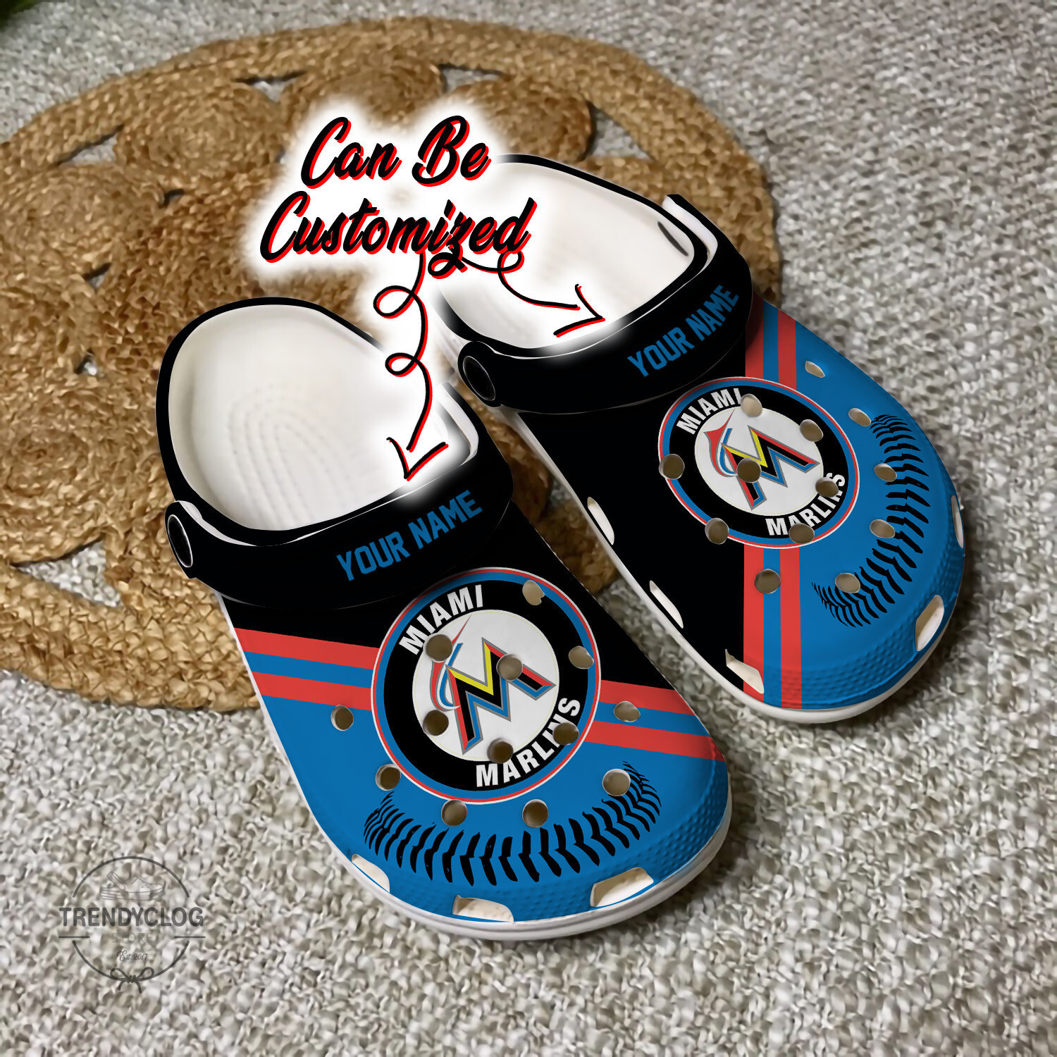 Baseball MMarlins Personalized Baseball Logo Team Clog Crocs Shoes