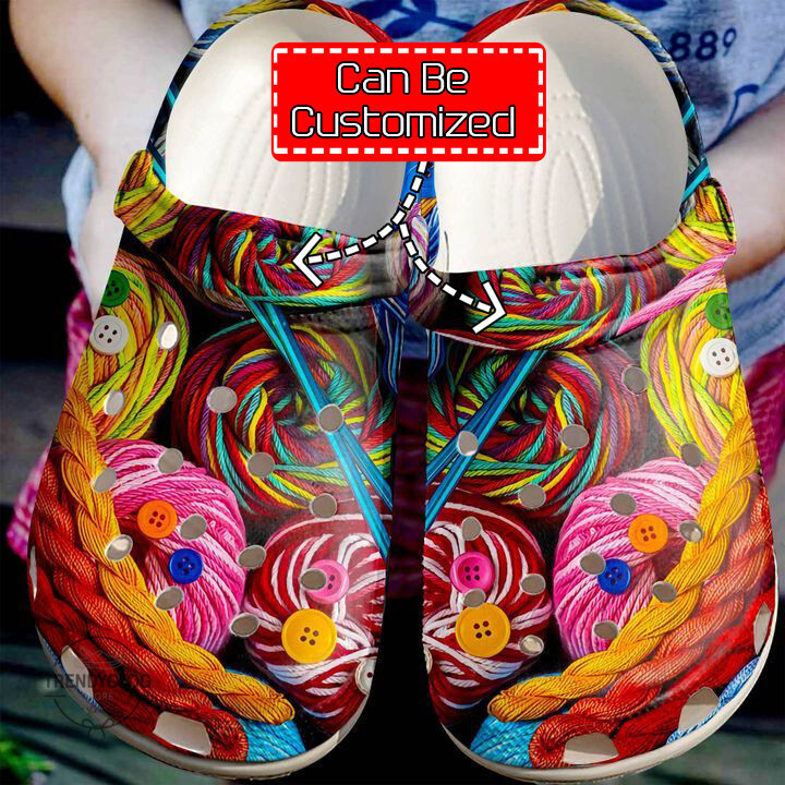 Knitting Personalized Knitting Colorful Yarn Clog Crocs Shoes