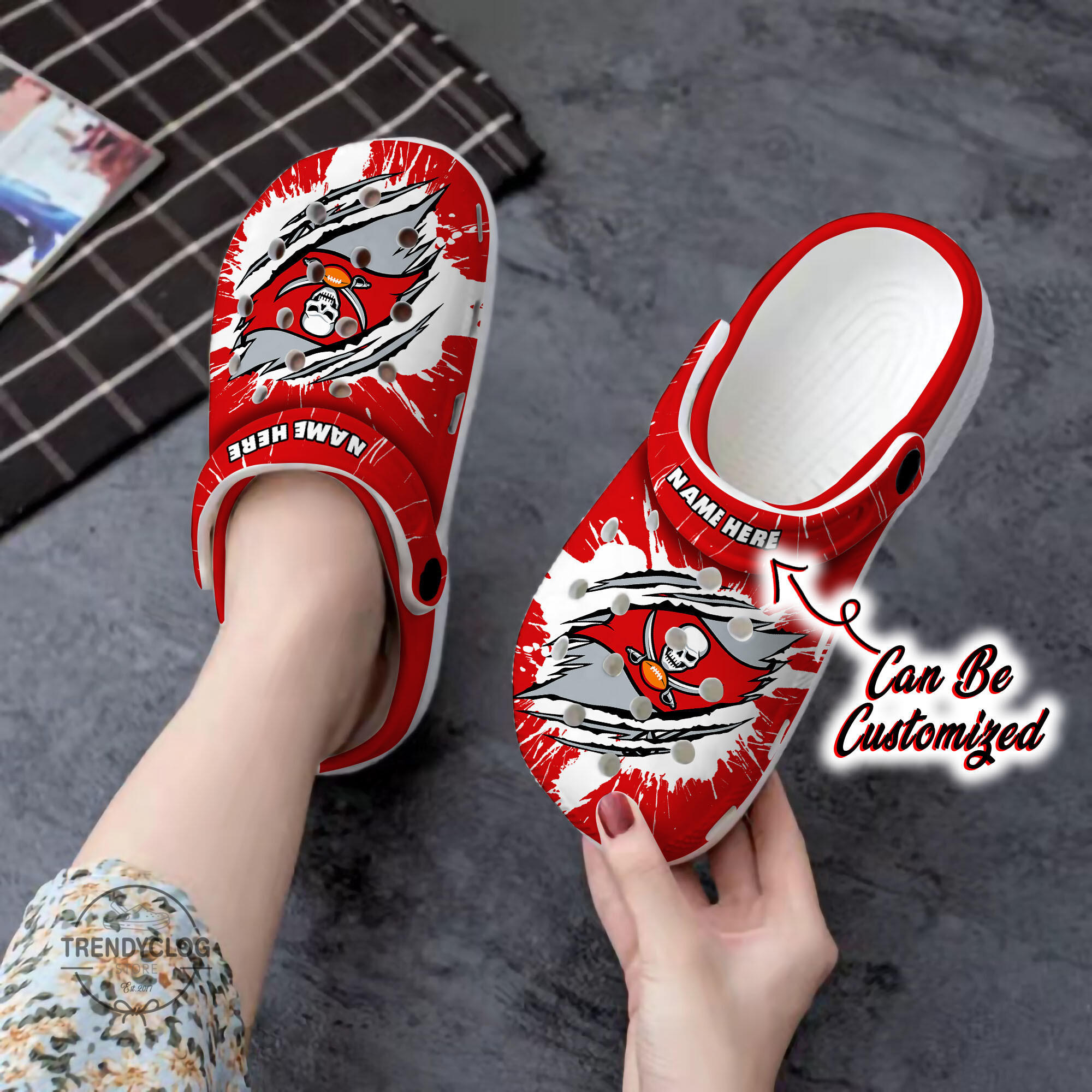 Buccaneers Personalized TB Buccaneers Football Ripped Claw Clog Crocs Shoes