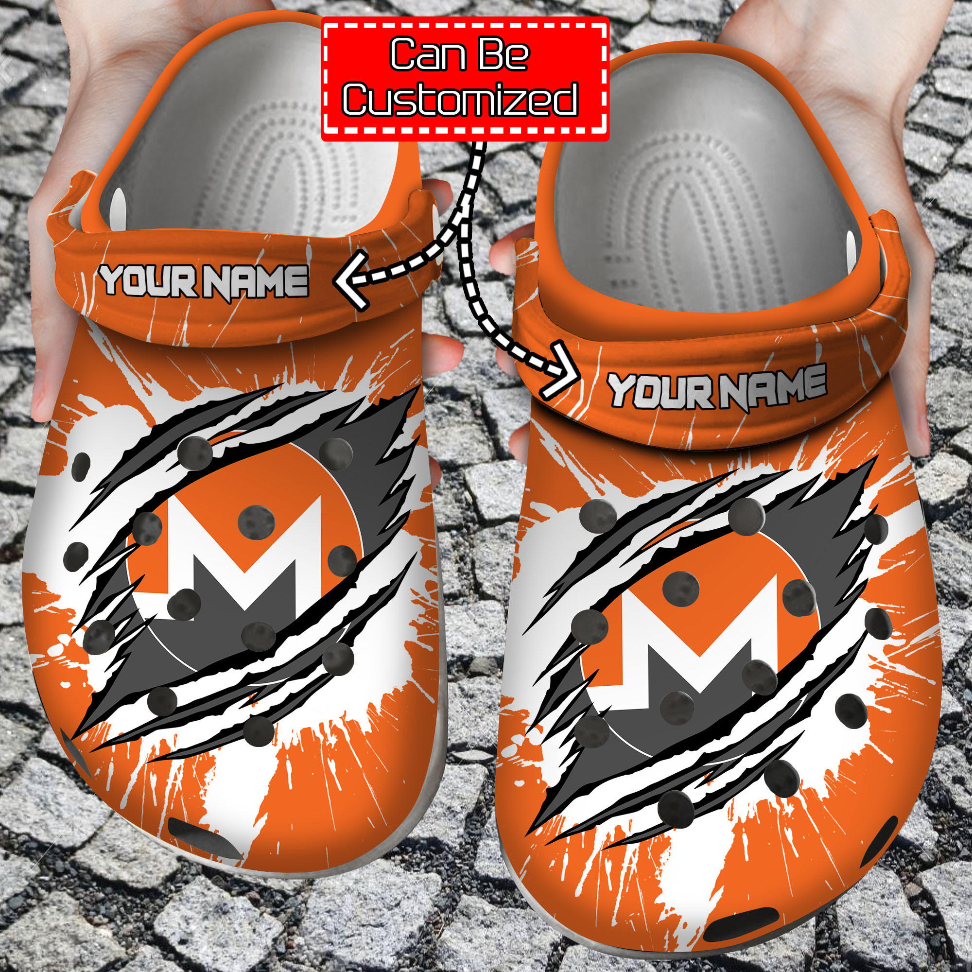 Crypto Personalized XMR Coin Ripped Through Clog Crocs Shoes