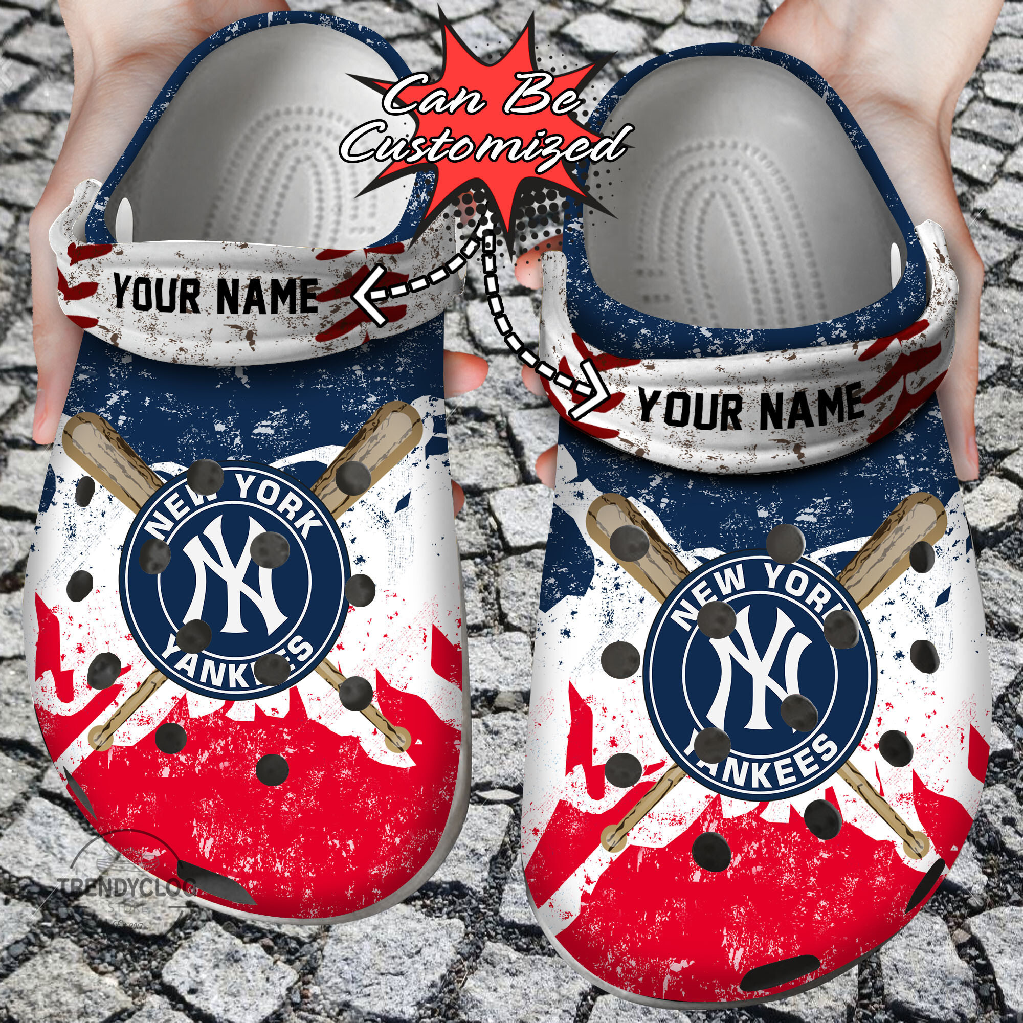 Baseball NY Yankees Personalized Watercolor New Clog Crocs Shoes