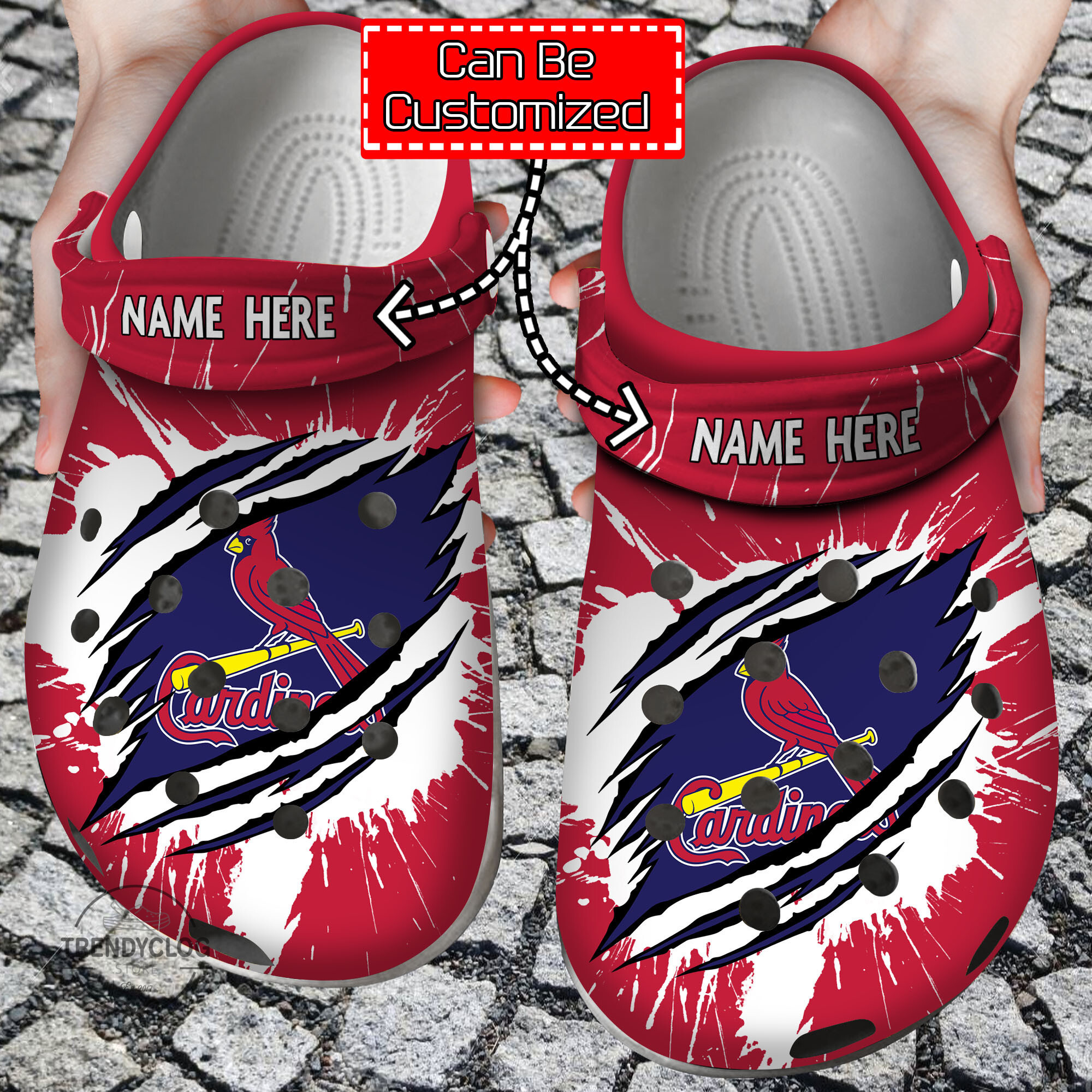 Baseball Personalized StL Cardinals Ripped Claw Clog Crocs Shoes