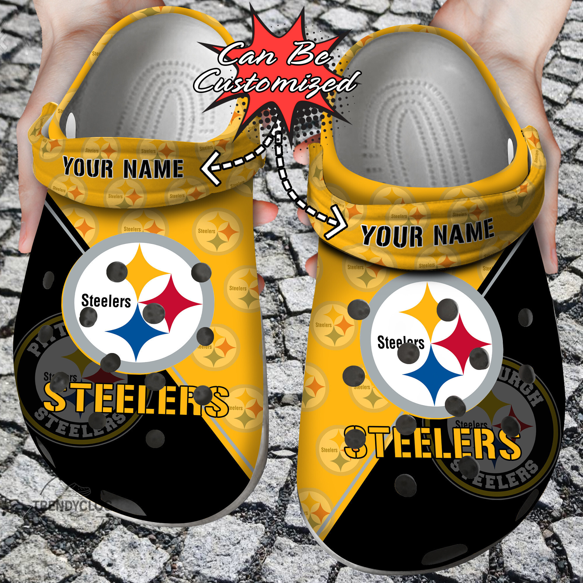Football Personalized PSteelers Team Pattern Clog Crocs Shoes