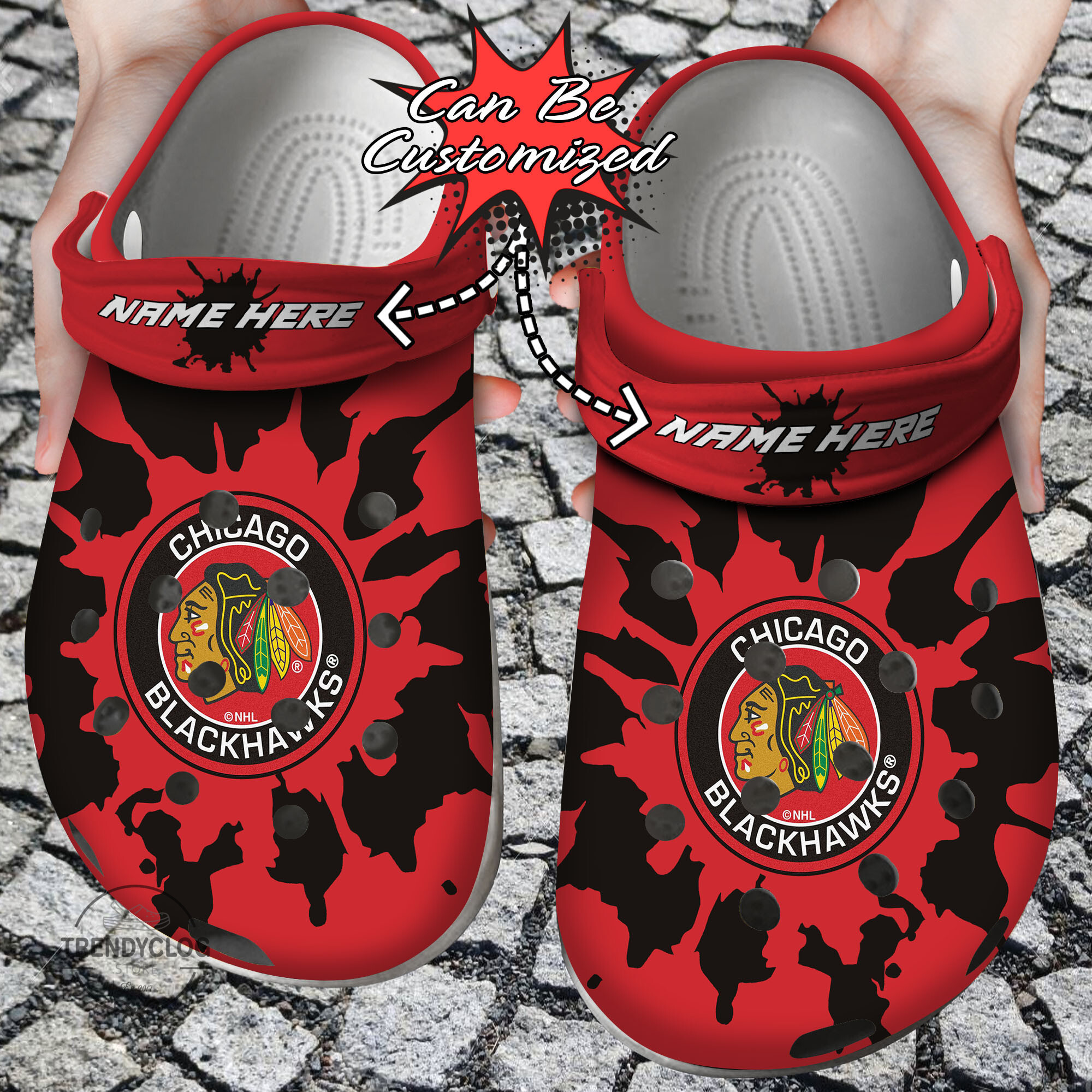 Hockey Personalized CBlackhawks Color Splash Clog Crocs Shoes