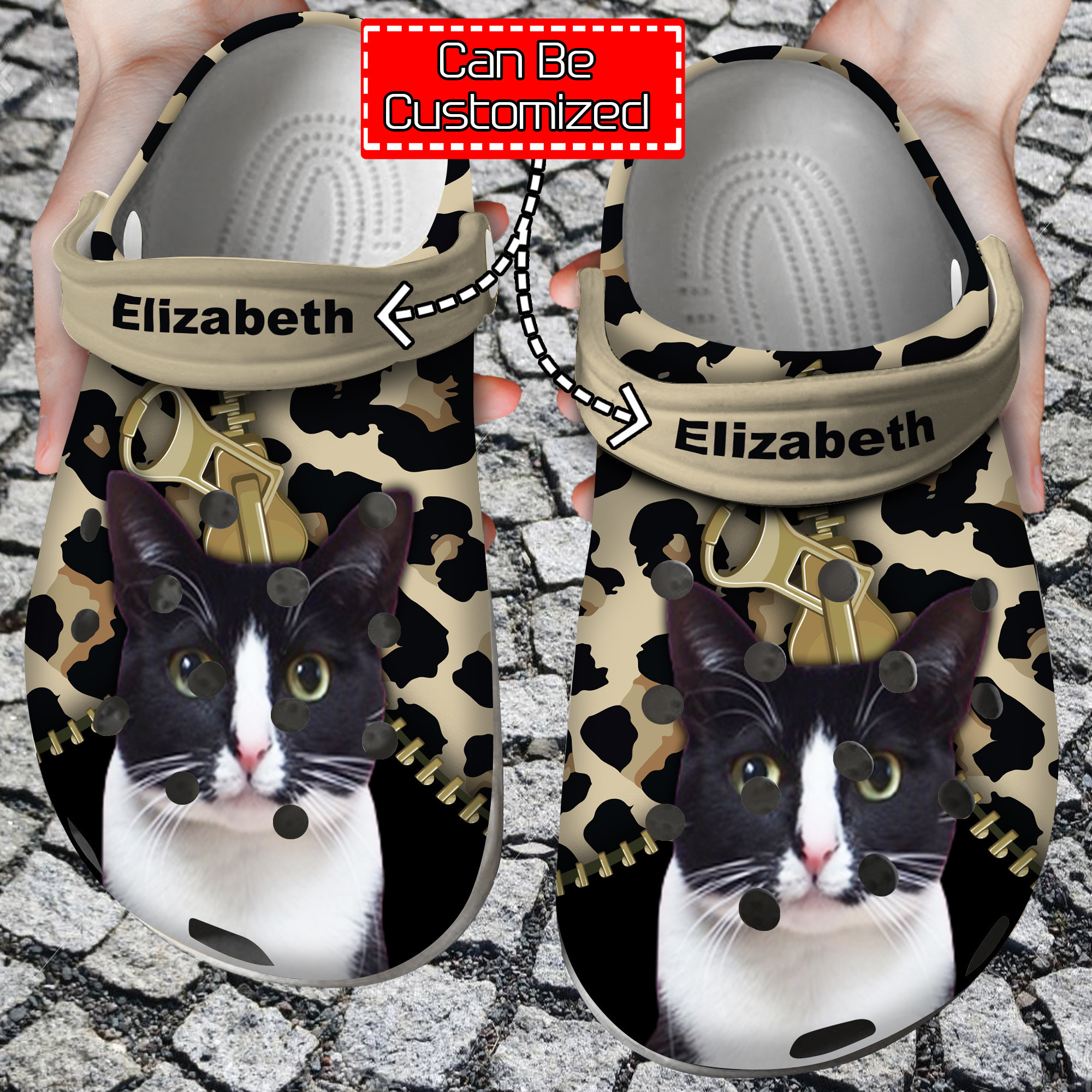 Cat Cat Lovers Personalized Clogs Crocs Shoes With Leopard Pattern