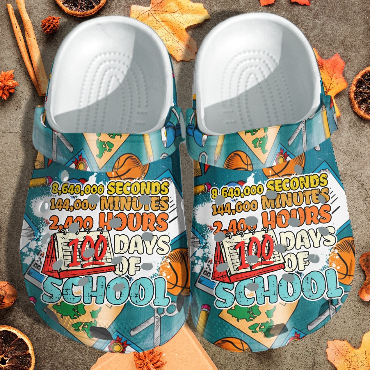 2400 Hours 100 Days Of Schoolleopard Crocs Shoes Crocbland Clog Gift