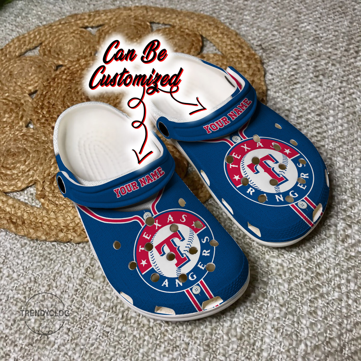 Baseball Personalized TRangers Baseball Jersey Style Clog Crocs Shoes