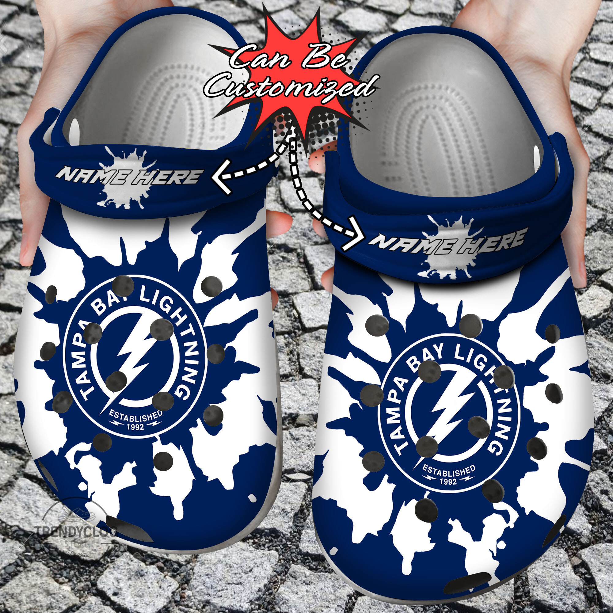 Hockey Personalized TB Lightning Color Splash Clog Crocs Shoes