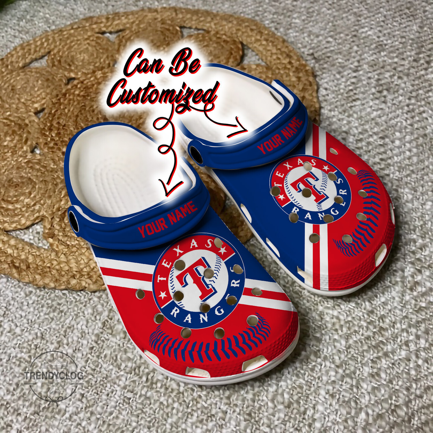 Baseball TRangers Personalized Baseball Logo Team Clog Crocs Shoes