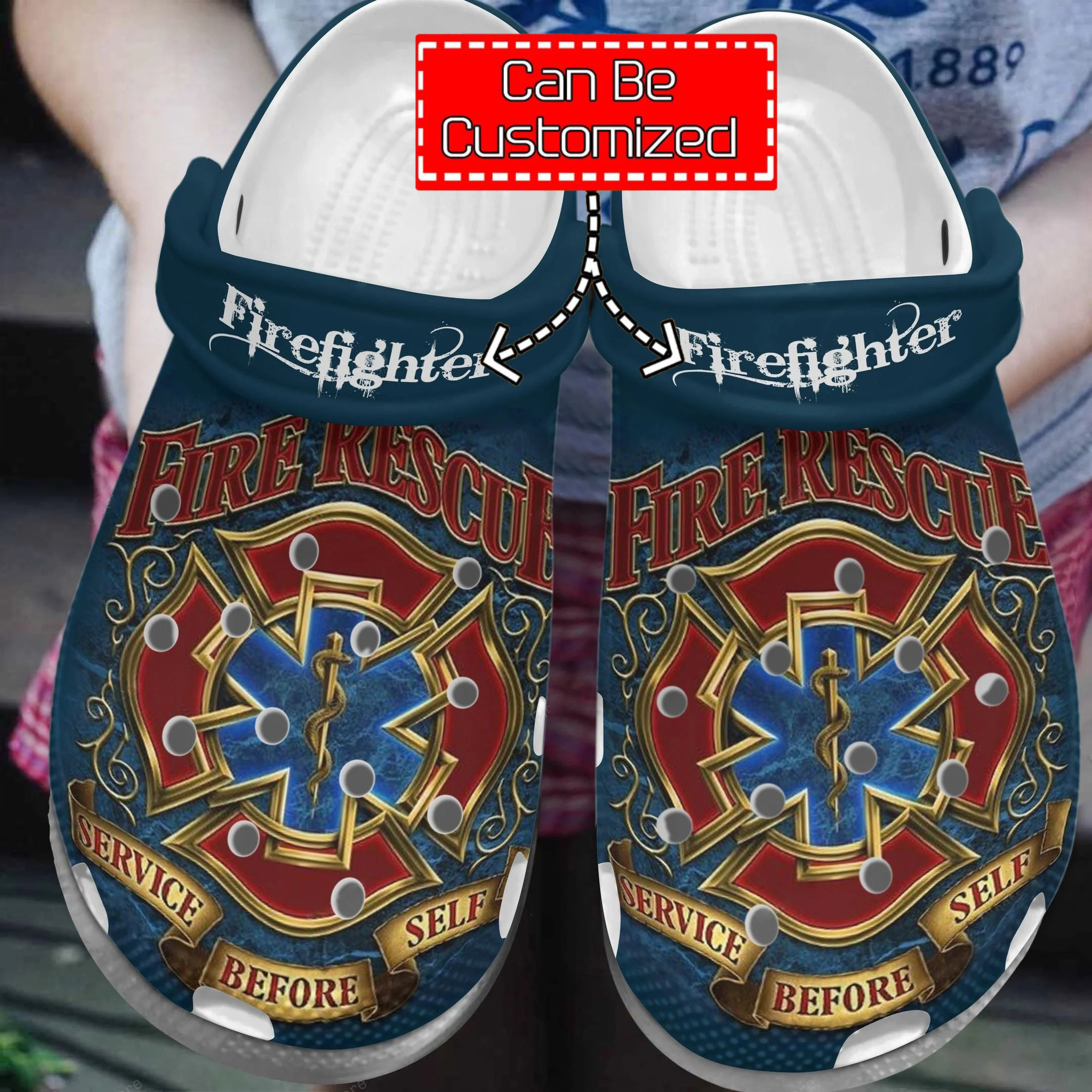 Custom Personalized Fire Rescue Service Before Self Clog Crocs Shoes