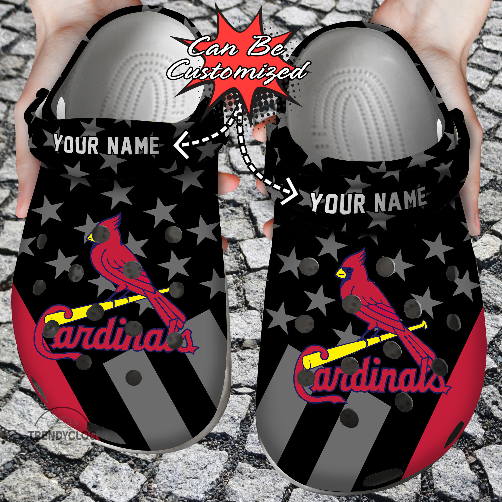 Baseball Personalized StL Cardinals Star Flag Clog Crocs Shoes