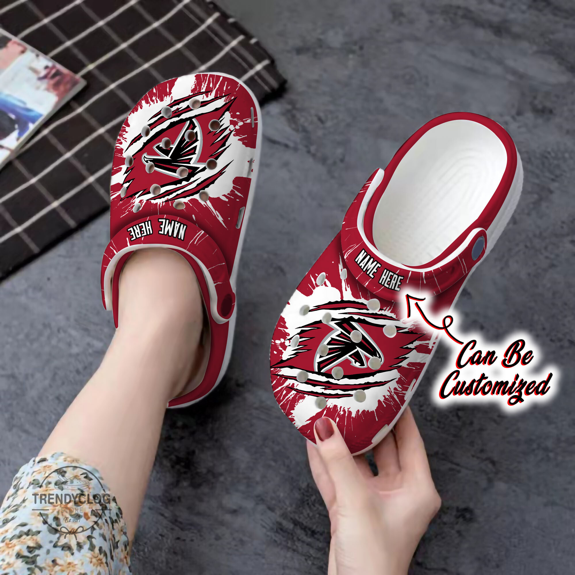 Falcons Personalized AFalcons Football Ripped Claw Clog Crocs Shoes