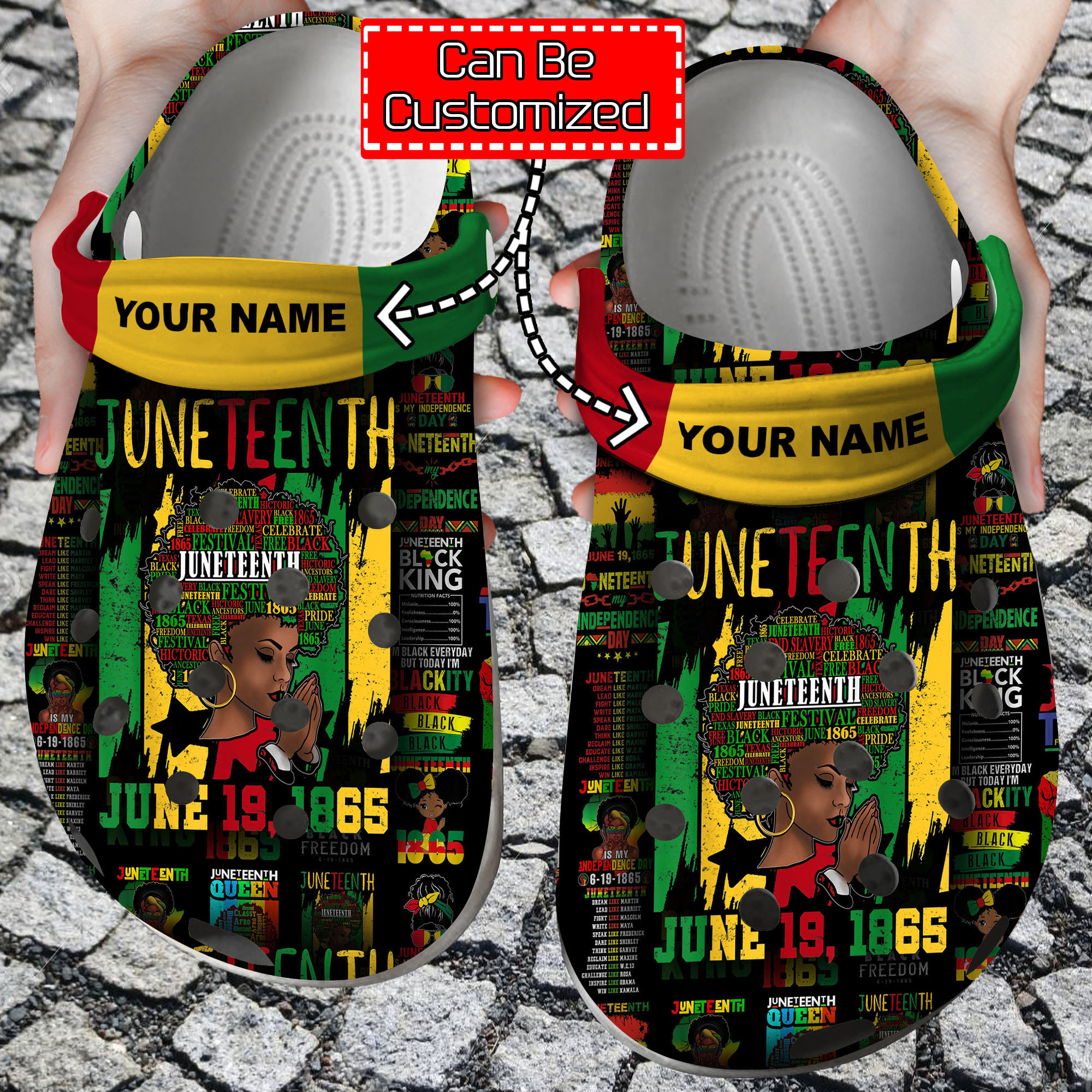 Custom Personalized Juneteenth Black Americans Independence 1865 Clog Crocs Shoes