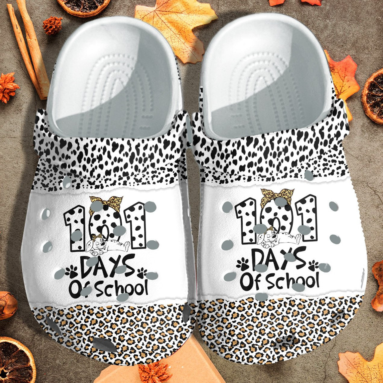 101 Days Of School Leopard Cowhide Crocs Shoes Crocbland Clog Gift