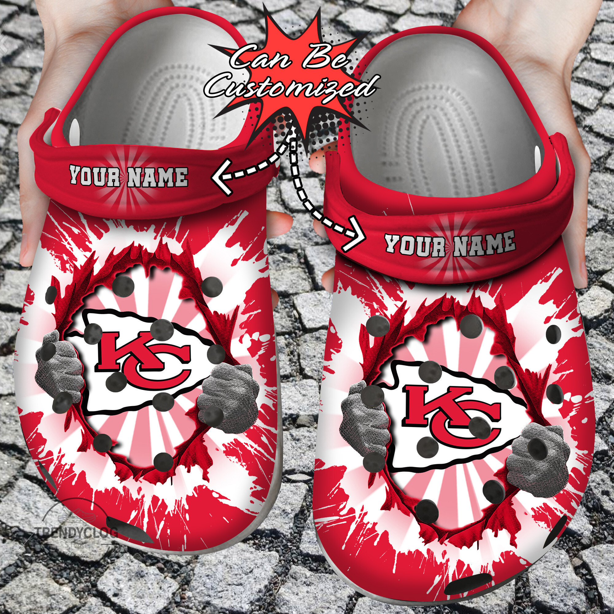 Football Personalized Chiefs Ripping Light Clog Crocs Shoes