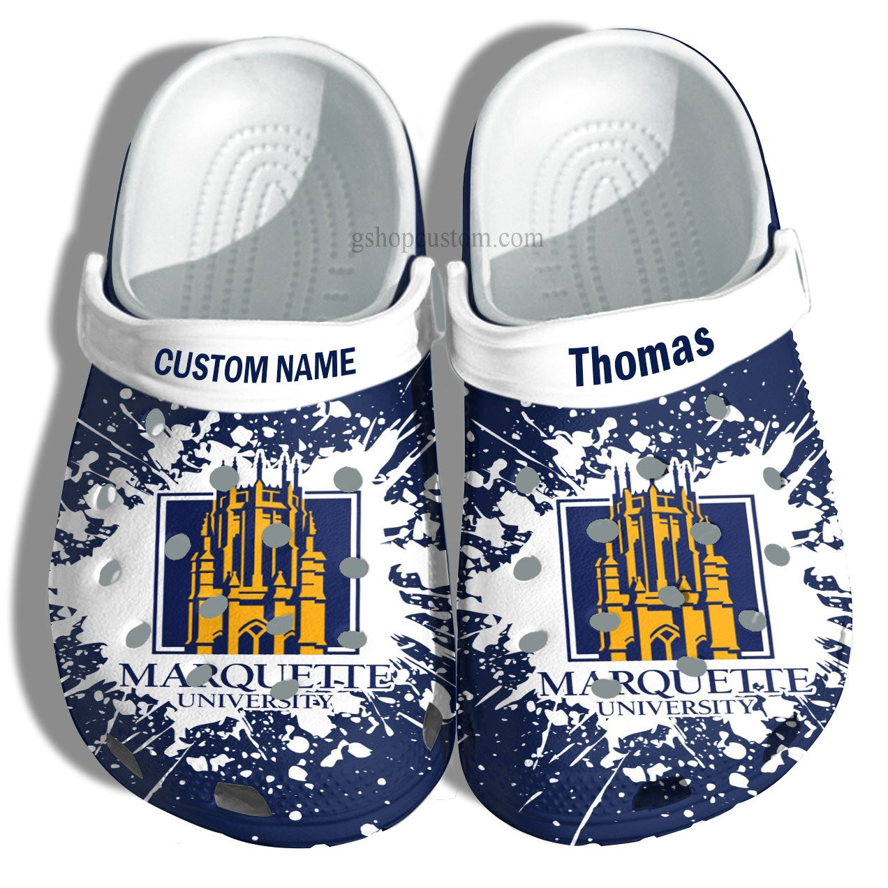 Marquette University Graduation Gifts Croc Crocs Clog Shoes Customize- Admission Gift Crocs Clog Shoes