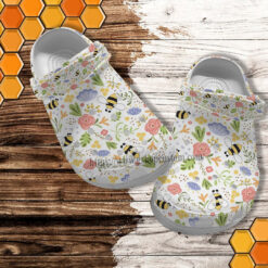 Bee Floral Cute Croc Crocs Shoes Gift Mother Day- Bee Kind Grandma Crocs Shoes Croc Clogs