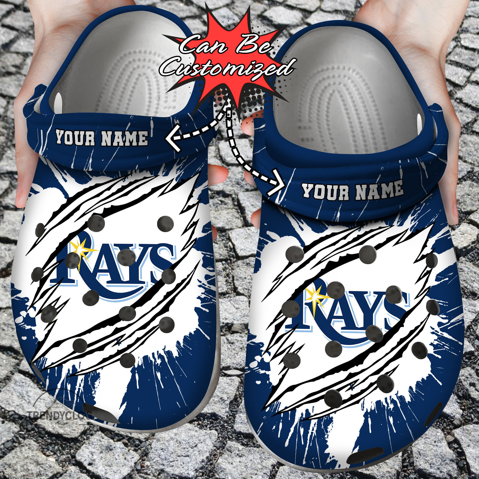 Baseball Personalized TB Rays Ripped Claw Clog Crocs Shoes