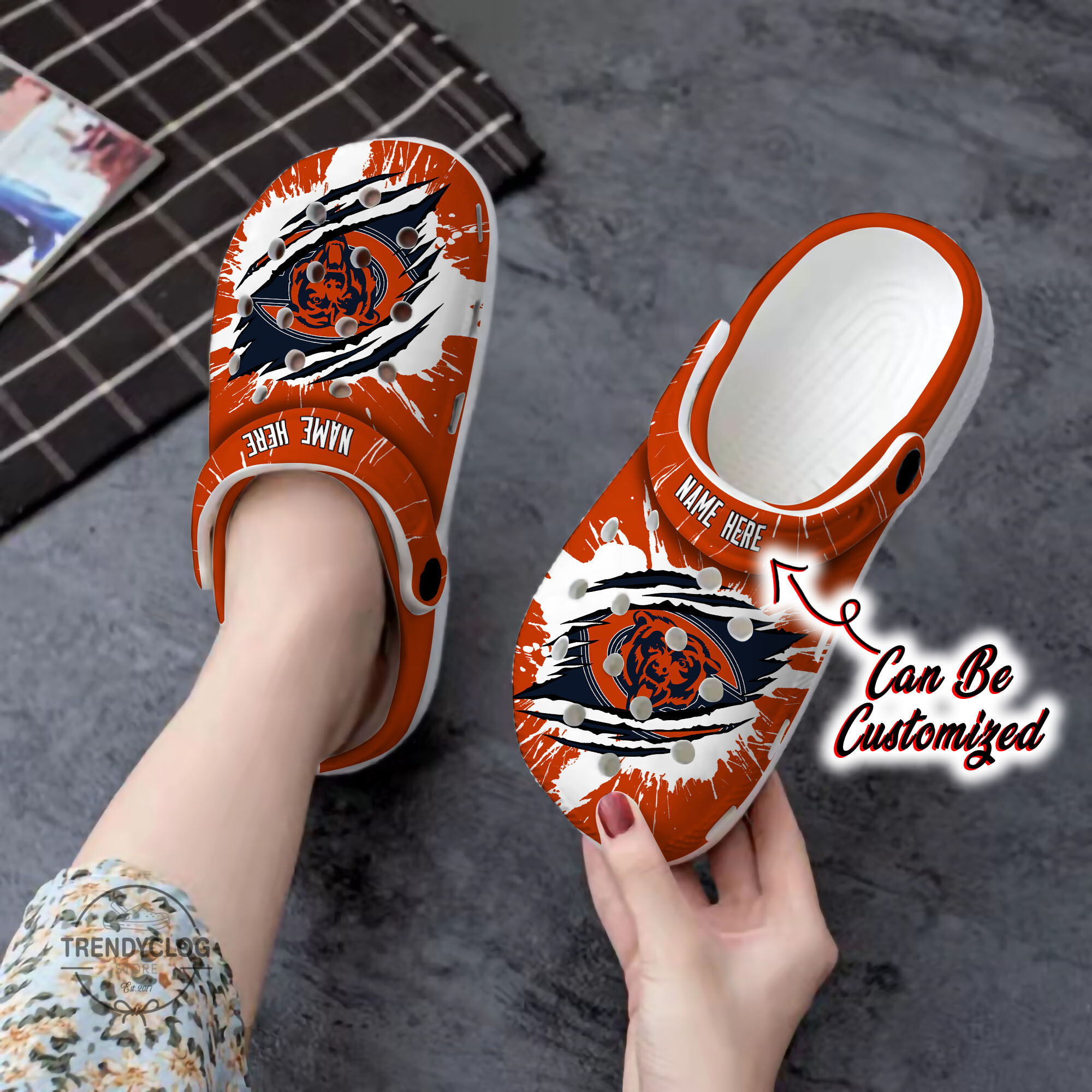 Bears Personalized CBears Football Ripped Claw Clog Crocs Shoes