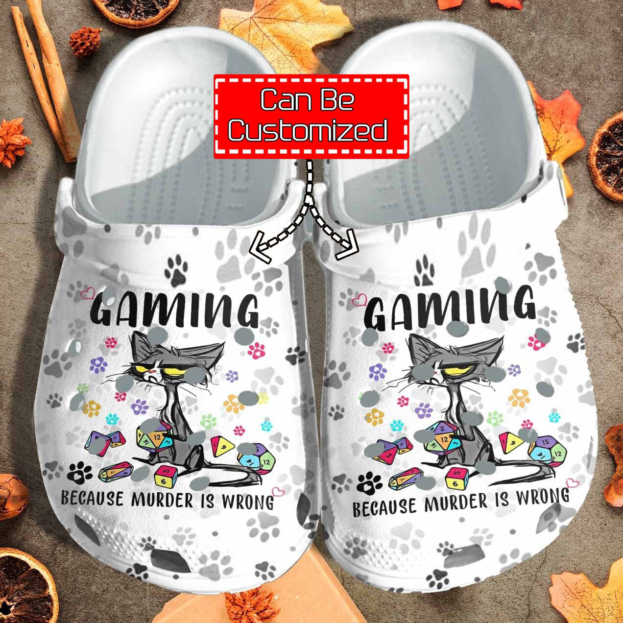 Custom Personalized Grumpy Cat Gaming Because Murder Is Wrong Clog Crocs Shoes