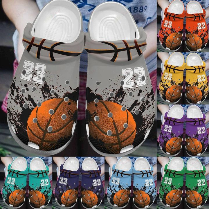 Custom Number Multicolor Basketball Hoops Clogs Crocs Shoes