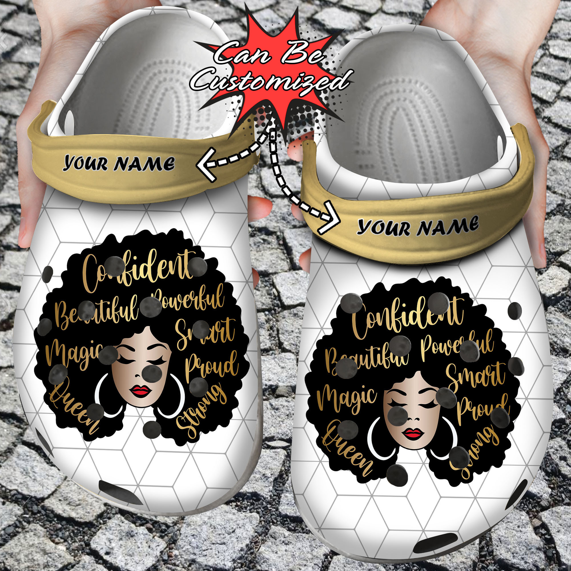 Custom Personalized Black Woman Afro Diva Clog Crocs Shoes