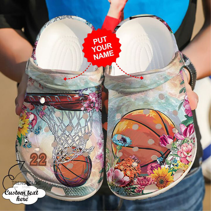 Basketball Crocs Basketball Personalized Floral Clog Crocs Shoes