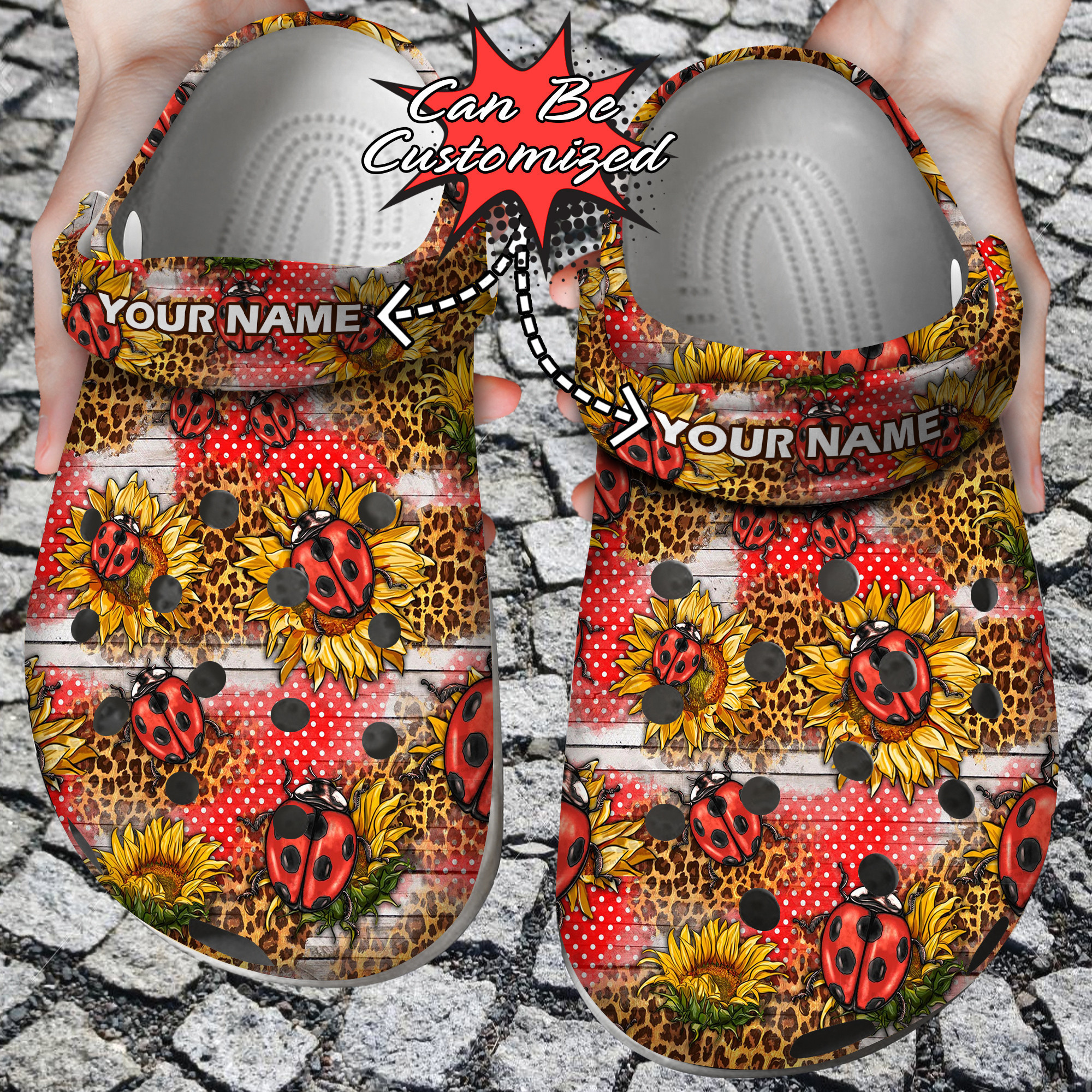 Custom Western Ladybug Sunflowers Seamless Pattern Clog Crocs Shoes