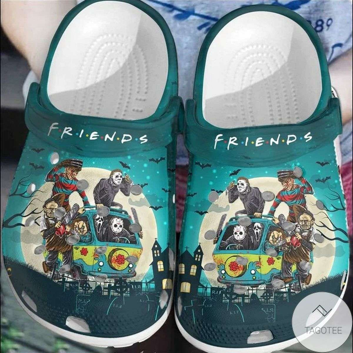 Halloween Horror Movie Characters Friends On Van Crocband Clogs