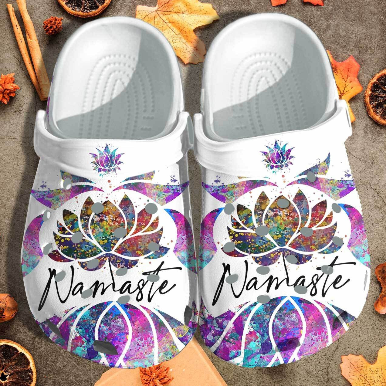 Namaste Lotus Yoga Crocs Shoes Clogs - Love Light And Peace Birthday Gift For Women
