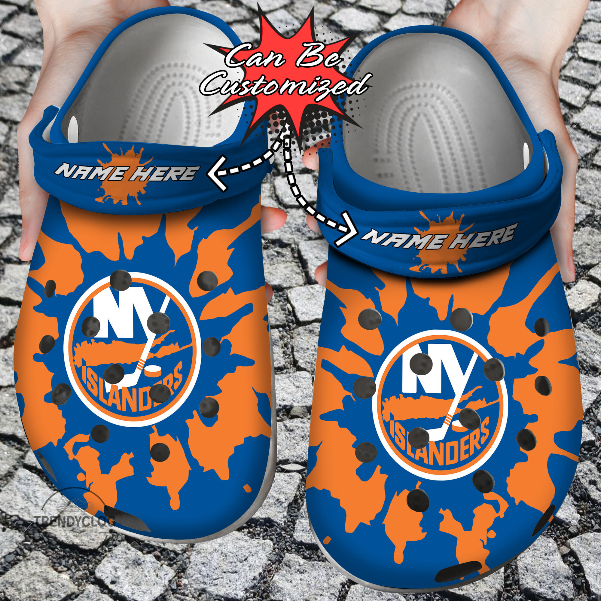 Hockey Personalized NY Islanders Color Splash Clog Crocs Shoes