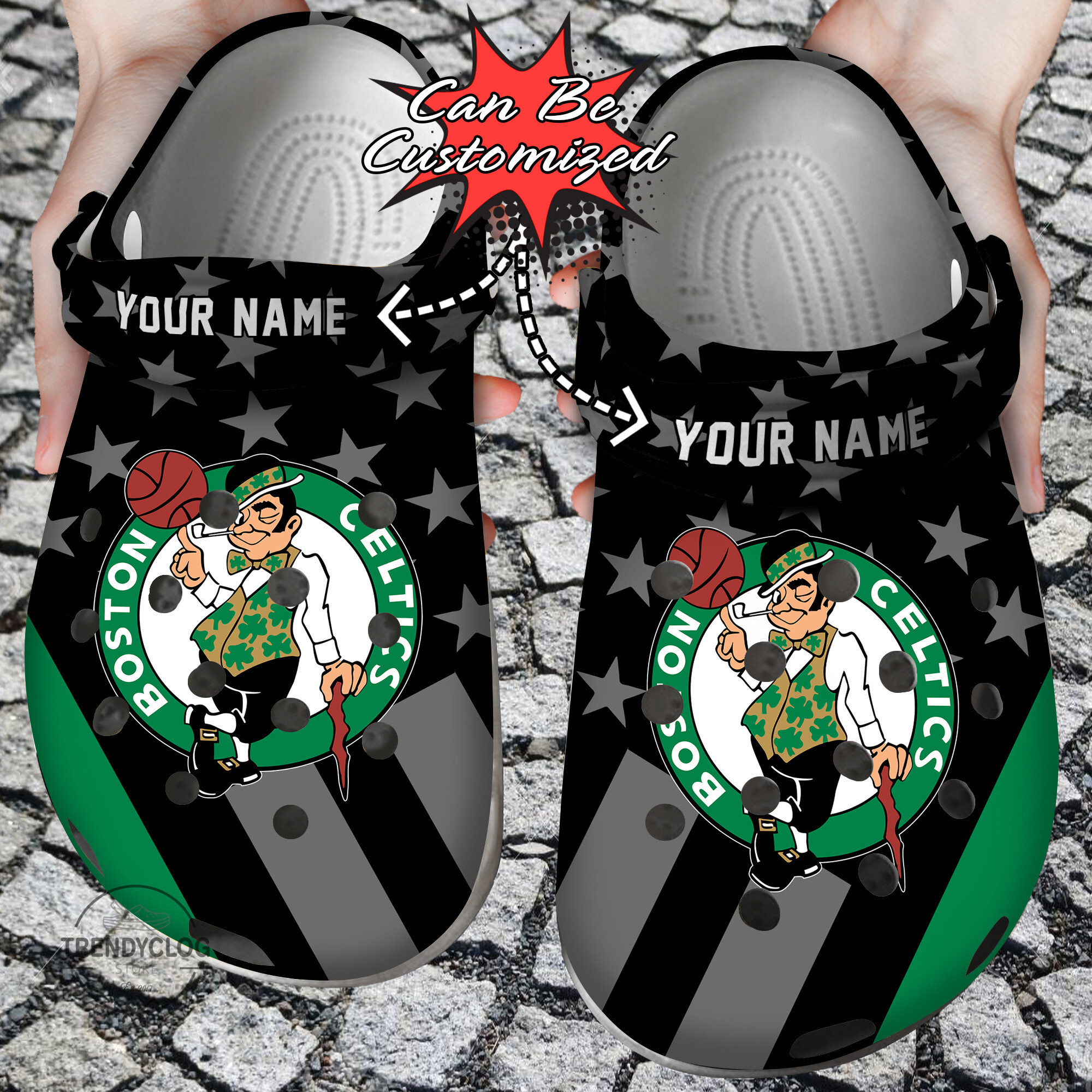 Basketball Personalized BCeltics Star Flag Clog Crocs Shoes