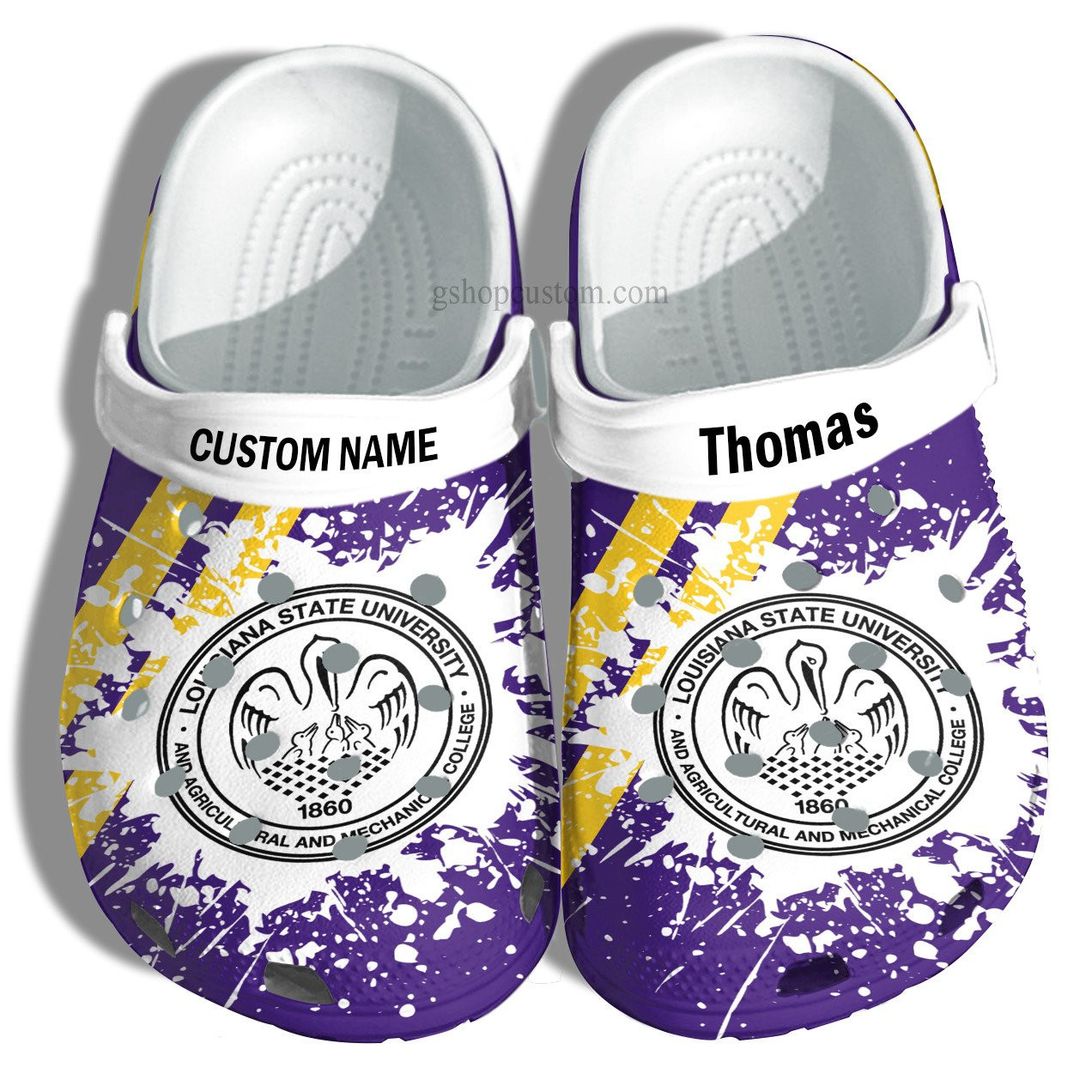 Louisiana State University Graduation Gifts Croc Crocs Clog Shoes Customize- Admission Gift Crocs Clog Shoes