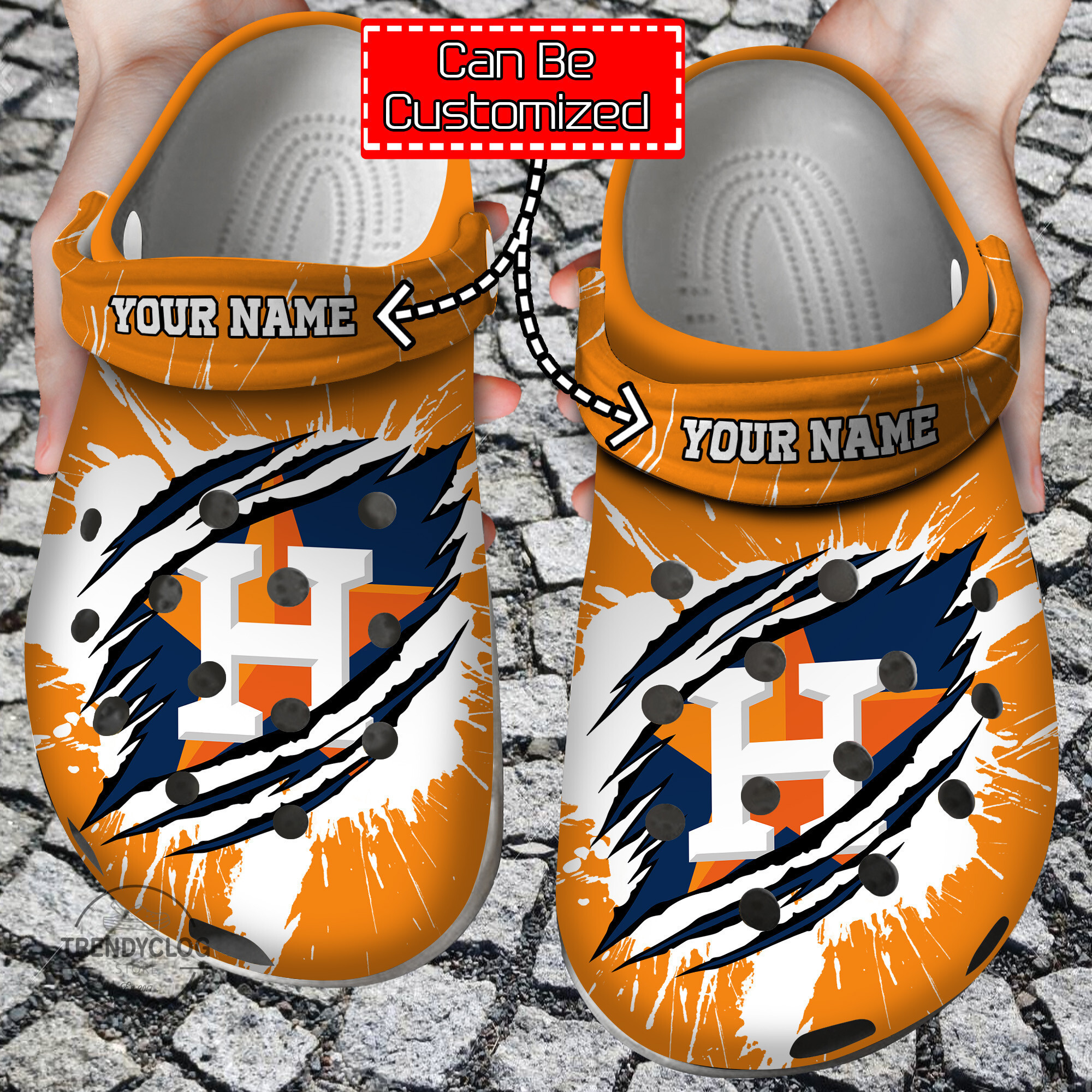 Baseball Personalized HAstros Ripped Claw Clog Crocs Shoes