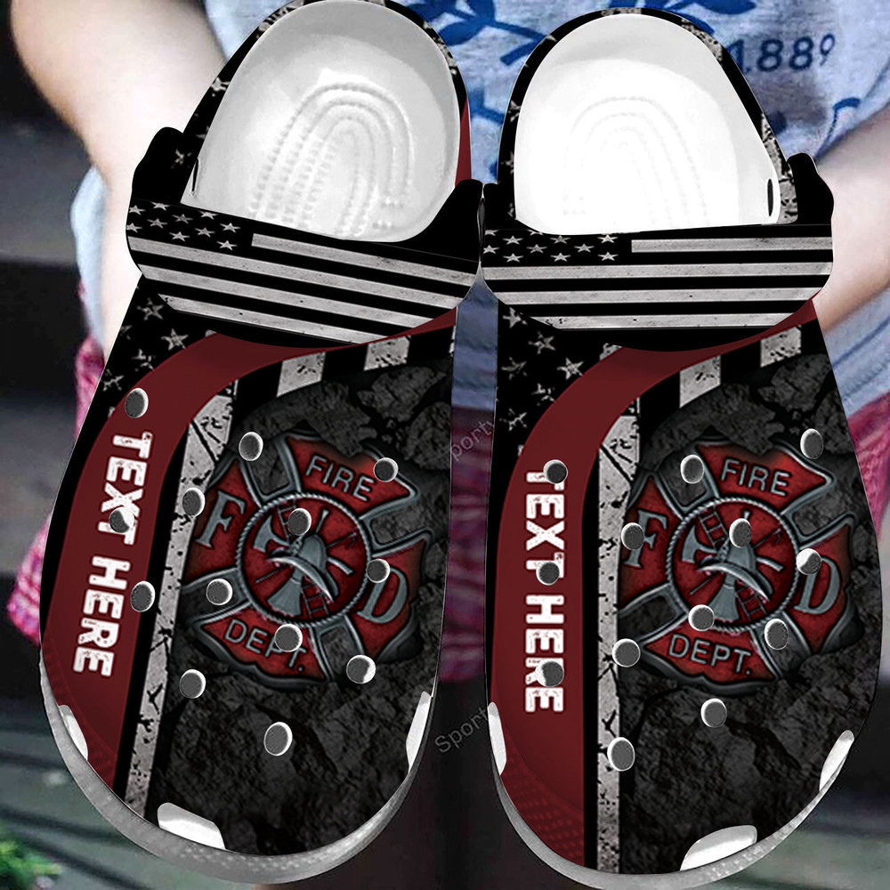 Custom Text Vintage Fire Dept Firefighter Clogs Crocs Shoes