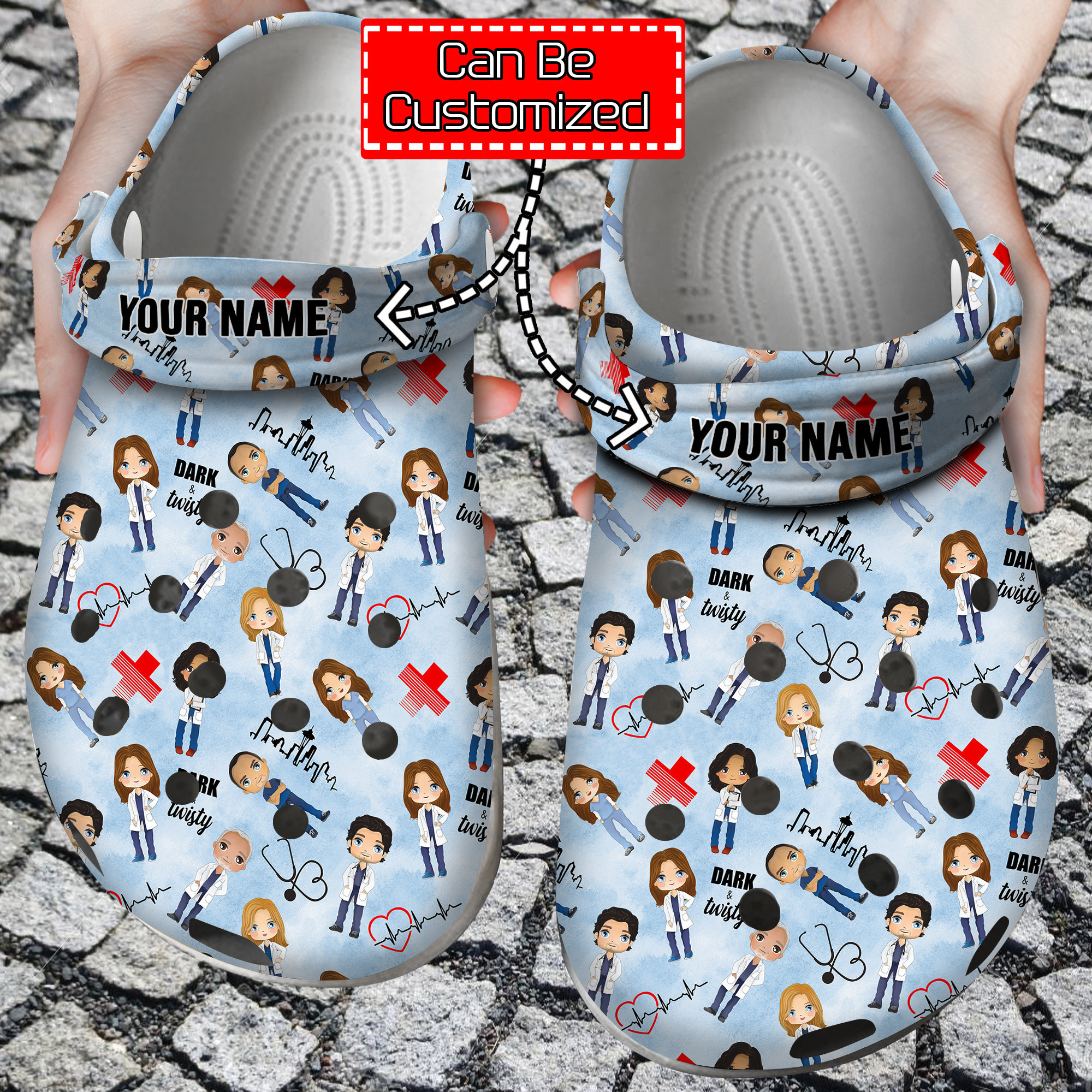 Nurse Personalized Greys Atonamy Seamless Pattern Clog Crocs Shoes