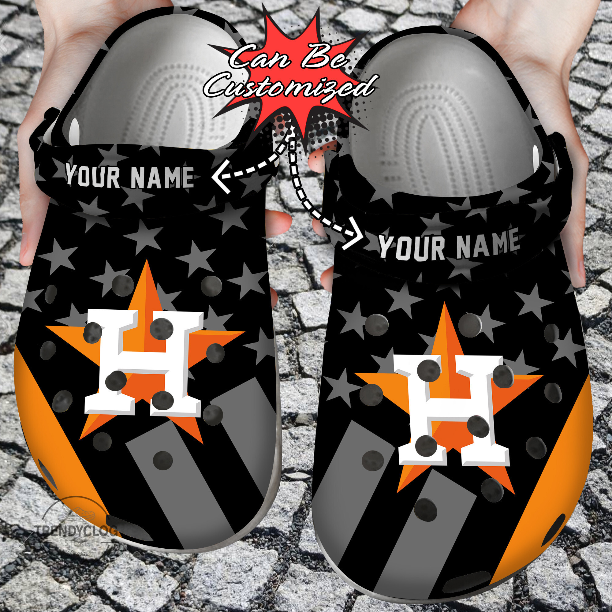 Baseball Personalized HAstros Star Flag Clog Crocs Shoes